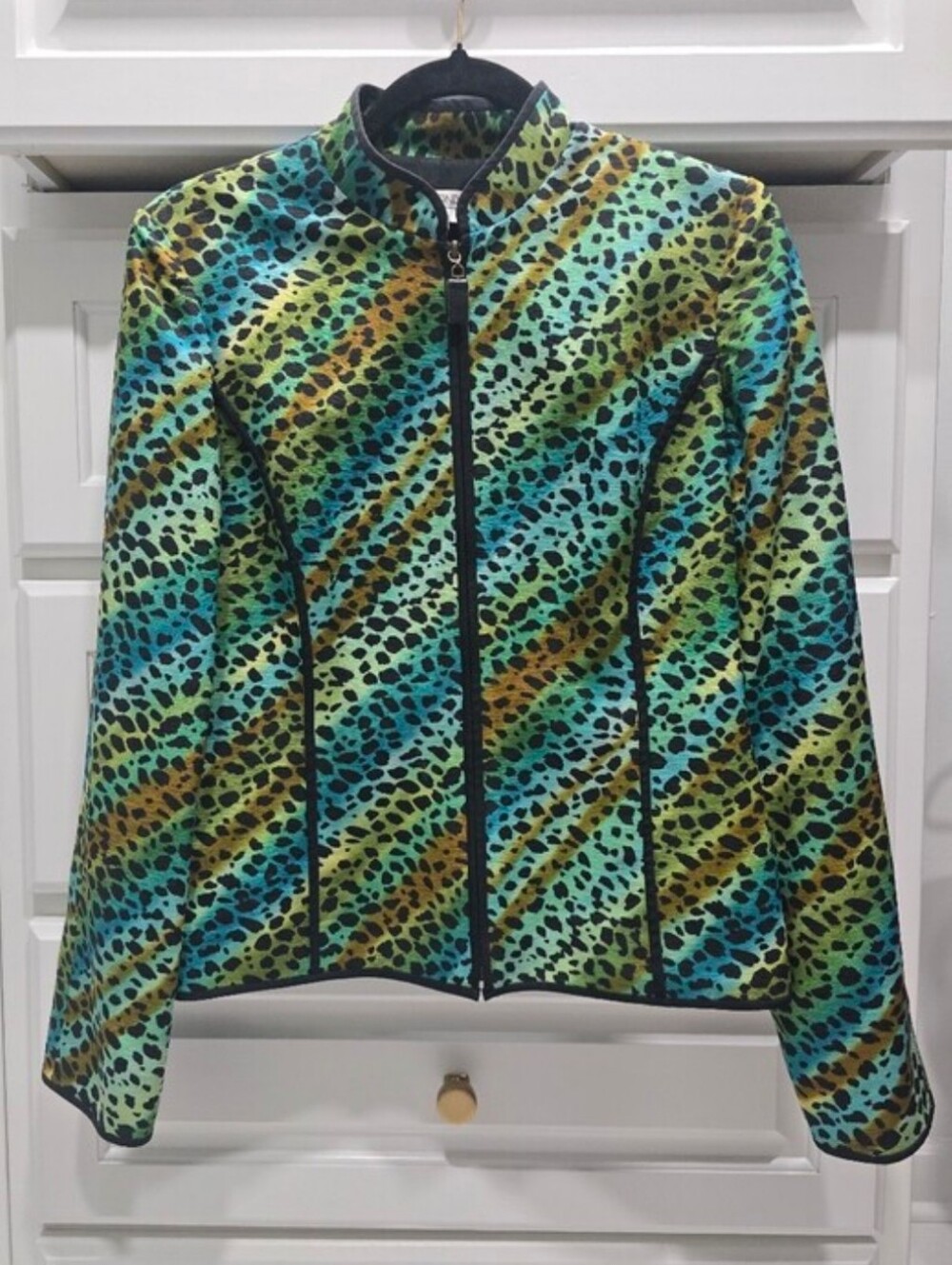 Maggy London 100% Silk Animal Print Jacket Women's 4 Quiet Luxury Meets Mob Bo - Picture 10 of 10